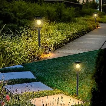 Solar Pathway Lights, 2 Pack LED Solar Outdoor Lights, New